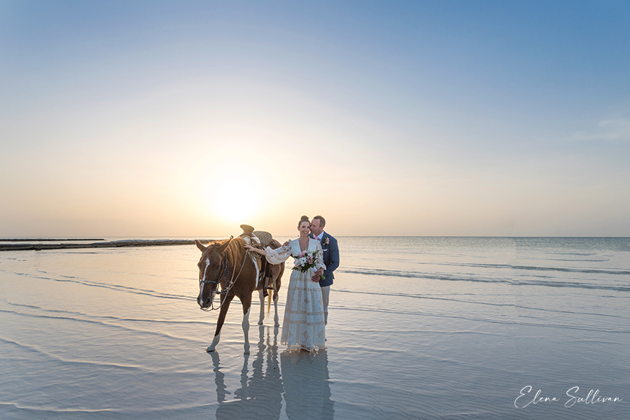 sunset beach wedding photography