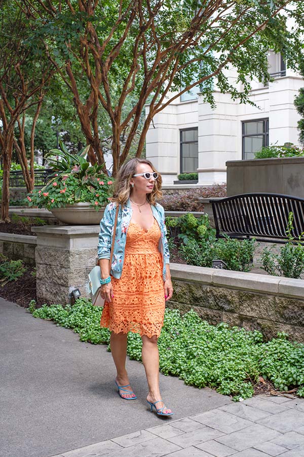 summer-outfits-lace-orange-dress