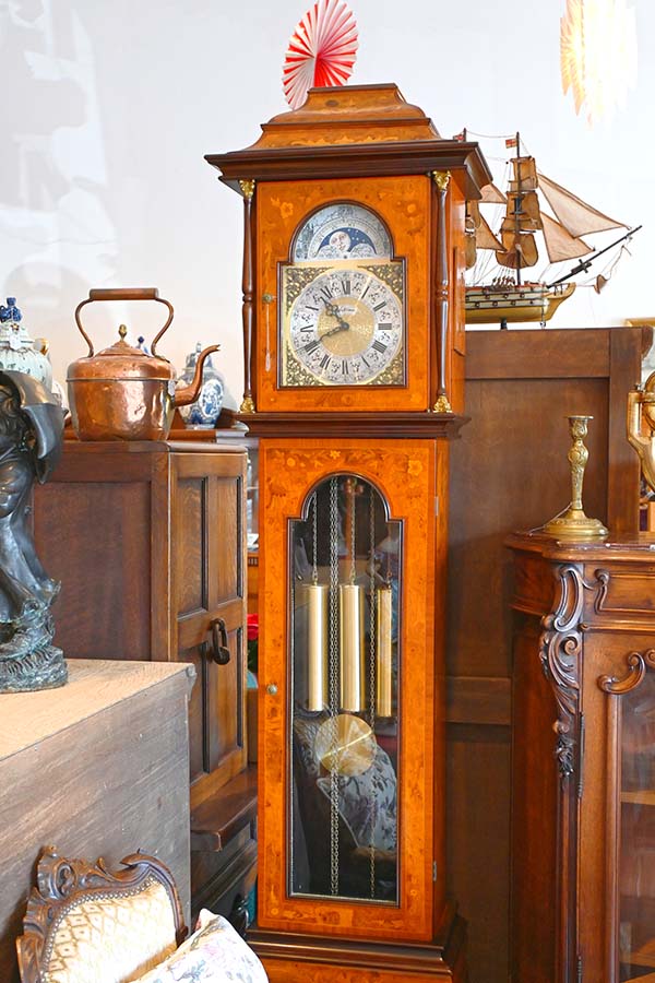George-III-style-marquetry-inlaid-mahogany-quarter-chiming-clock-tall