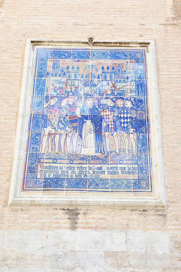 ceramic-tile-panel -located-on-the-exterior-of-the Valencia-Cathedral (also known-as the Cathedral-Basilica of the Assumption of Our Lady of Valencia