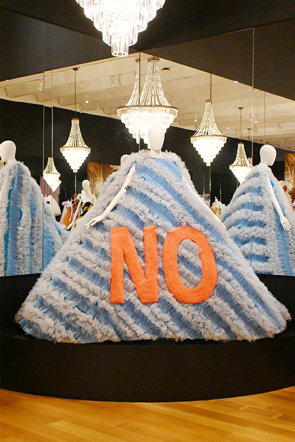 large-orange-no-slogan-on-triangular-light-blue-ruffled-tulle-gown-Spring-Summer-2019 Haute-Couture-collection-viktor-and-rolf