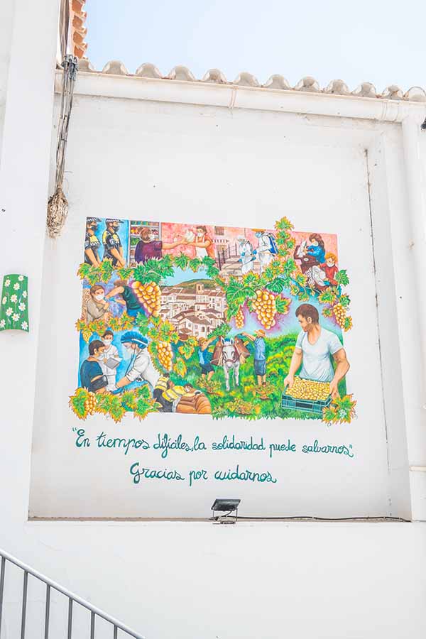 colorful-mural-wall-grape-harvest-tribute-Almachar-Spain-white-villages-Andalusia