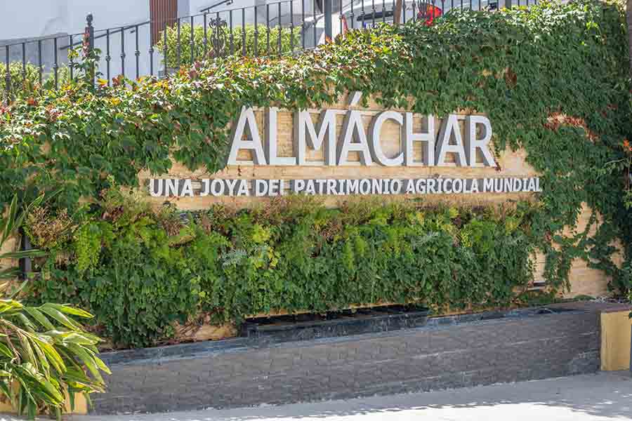 greenery-welcome-sign-agricultural-patrimony-Almachar-Spain-white-villages-Andalusia