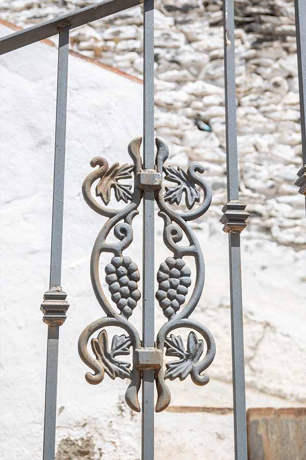 wrought-iron-fence-grape-design-Almachar-Spain-white-villages-Andalusia